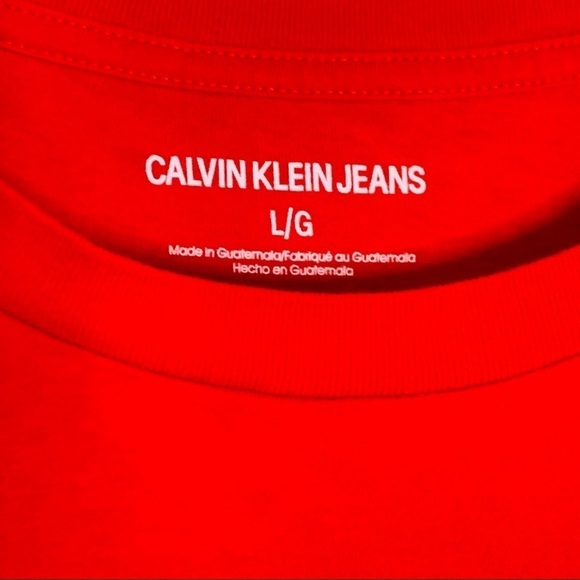 Calvin Klein Jeans Red short sleeve crewneck T-shirt large unisex - Picture 2 of 4